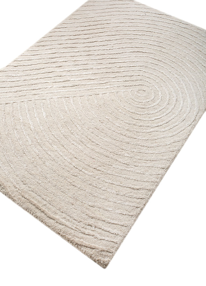 azalea ivory wool and bamboo silk hand knotted Rug - FloorShot