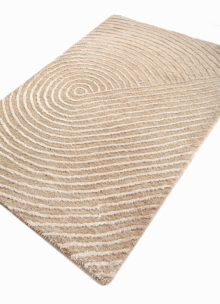 azalea beige and brown wool and bamboo silk hand knotted Rug - FloorShot