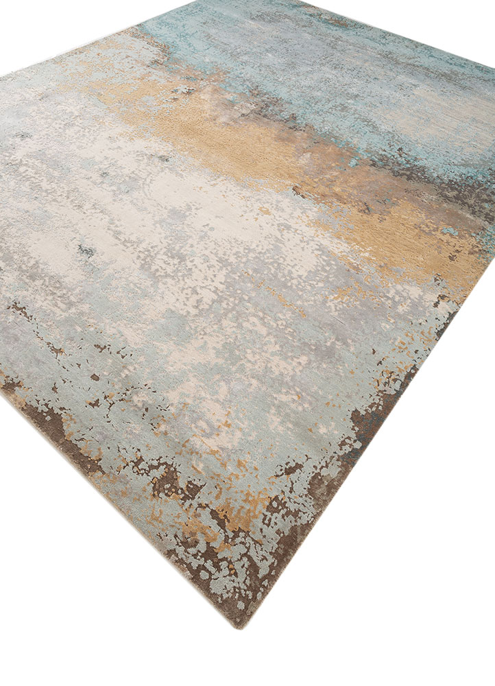 chaos theory by kavi ivory wool and bamboo silk hand knotted Rug - FloorShot