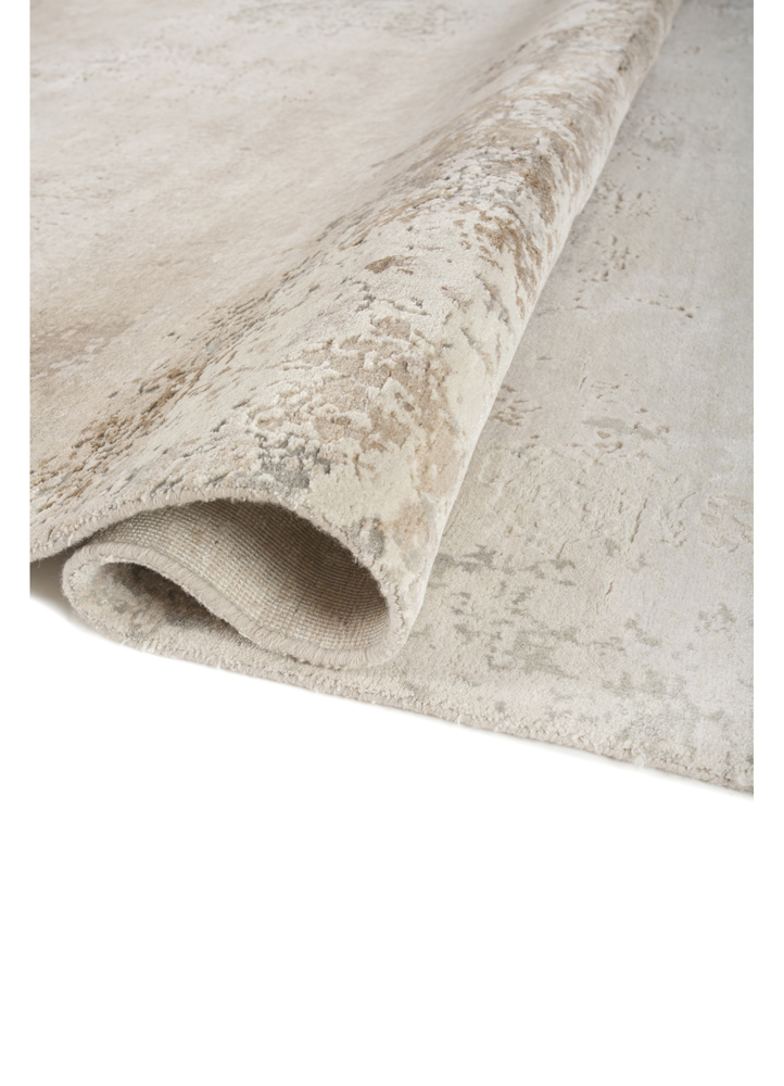 chaos theory by kavi ivory wool and bamboo silk hand knotted Rug - FloorShot