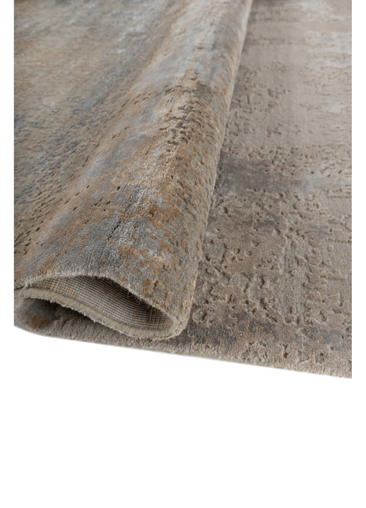 chaos theory by kavi grey and black wool and bamboo silk hand knotted Rug - FloorShot