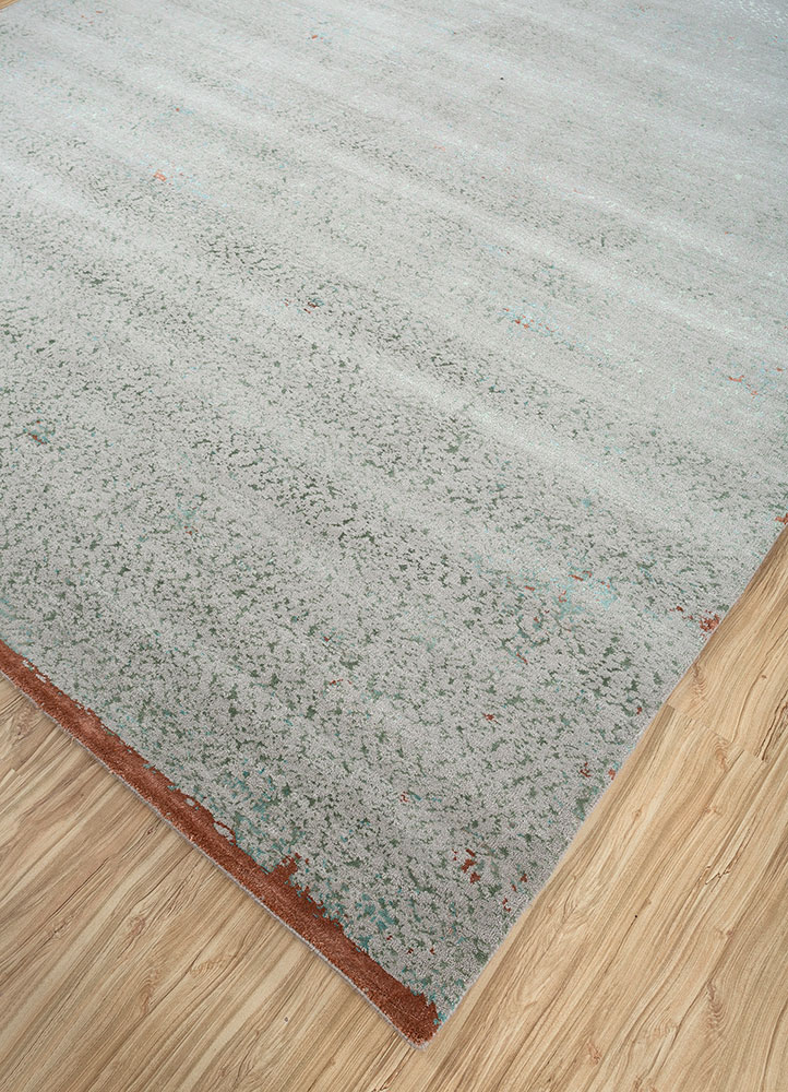 chaos theory by kavi grey and black wool and bamboo silk hand knotted Rug - FloorShot