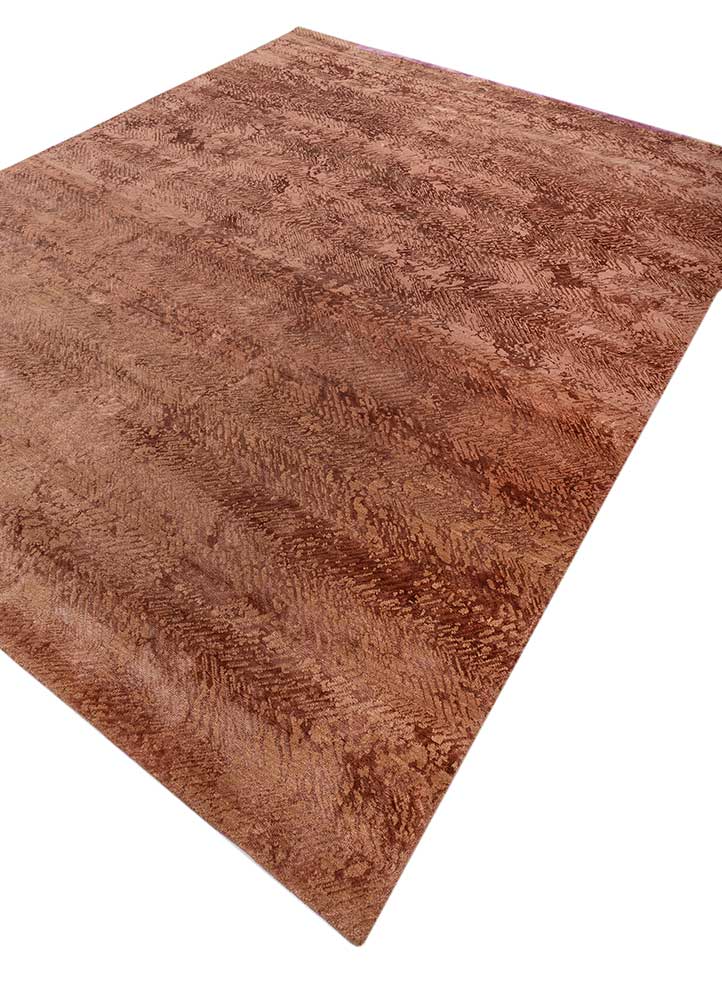 urban pause by kavi red and orange wool and bamboo silk hand knotted Rug - FloorShot
