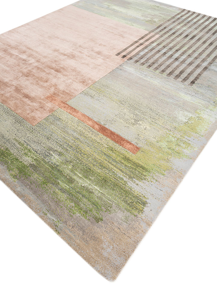 aakar by kavi grey and black wool and bamboo silk hand knotted Rug - FloorShot