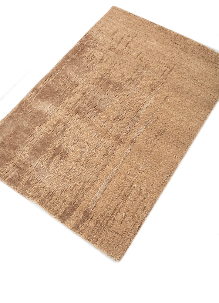 free verse by kavi beige and brown wool and bamboo silk hand knotted Rug - FloorShot