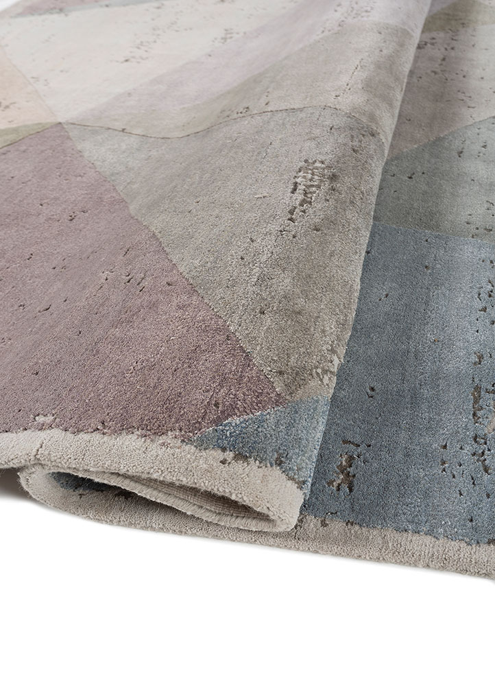unfold by kavi pink and purple wool and bamboo silk hand knotted Rug - FloorShot