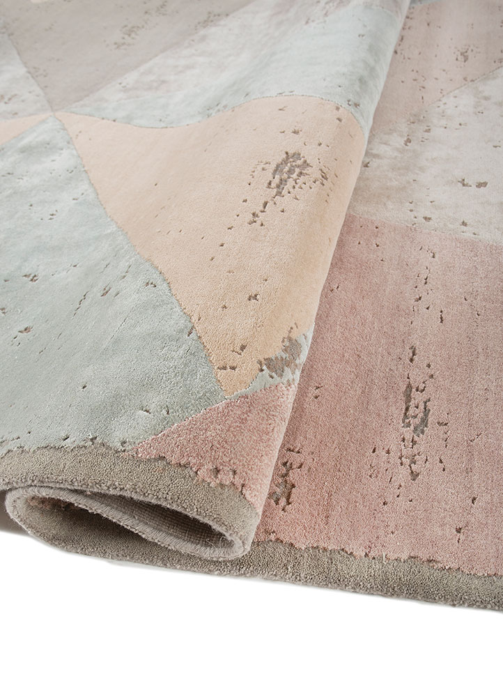 unfold by kavi pink and purple wool and bamboo silk hand knotted Rug - FloorShot