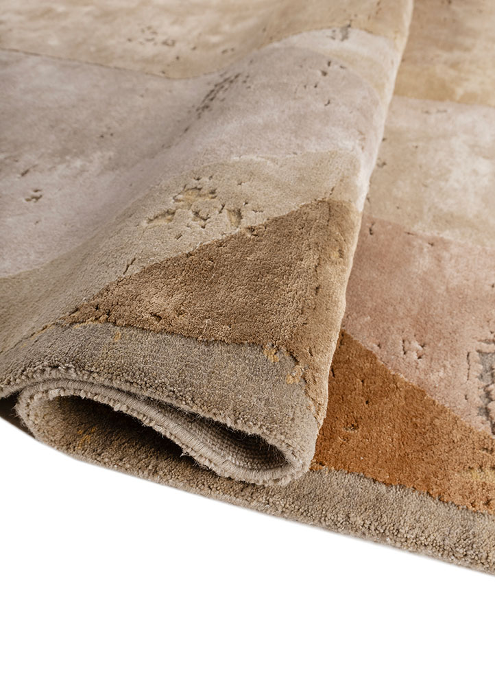 unfold by kavi gold wool and bamboo silk hand knotted Rug - FloorShot