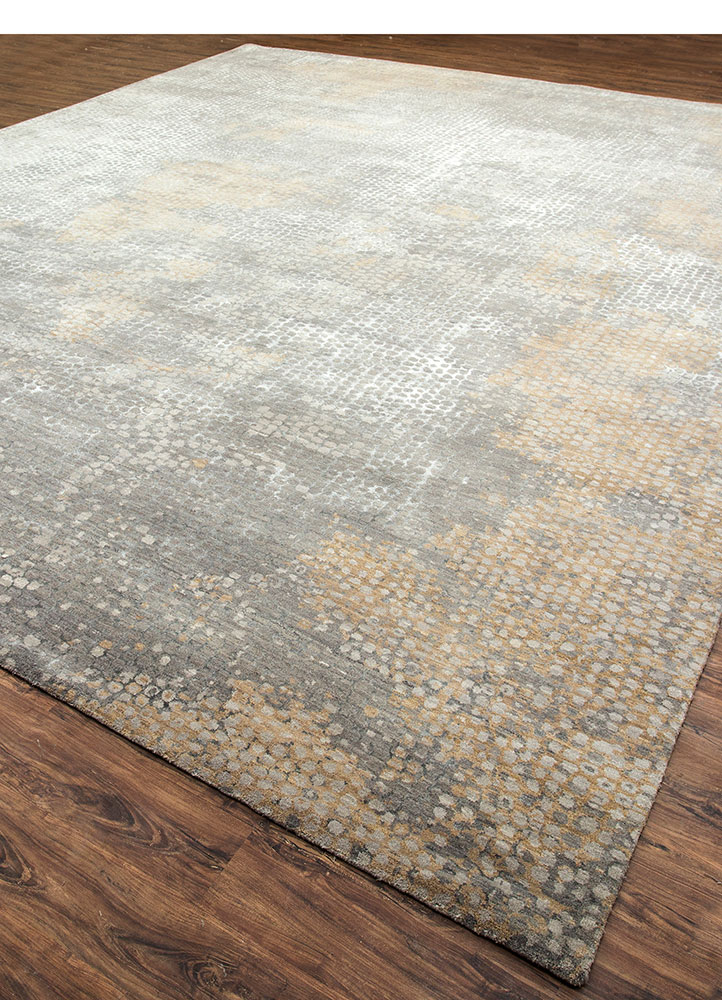 chaos theory by kavi grey and black wool and bamboo silk hand knotted Rug - FloorShot