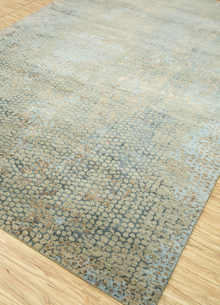 chaos theory by kavi grey and black wool and bamboo silk hand knotted Rug - FloorShot