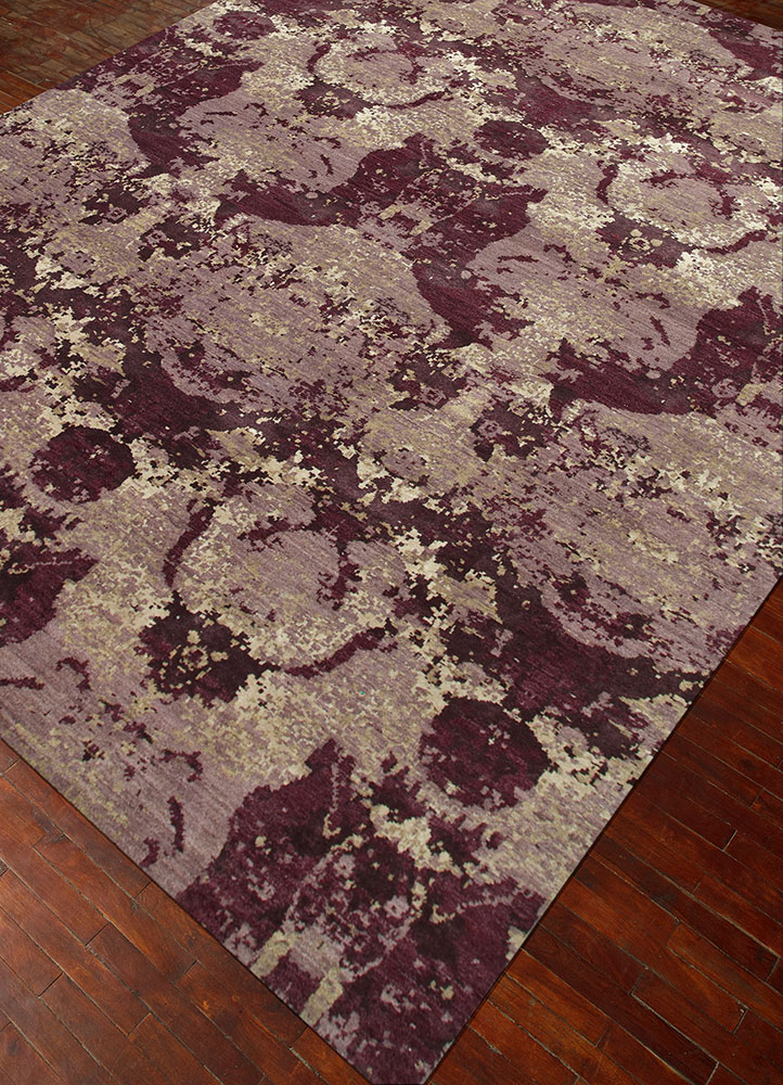 chaos theory by kavi pink and purple wool and bamboo silk hand knotted Rug - FloorShot
