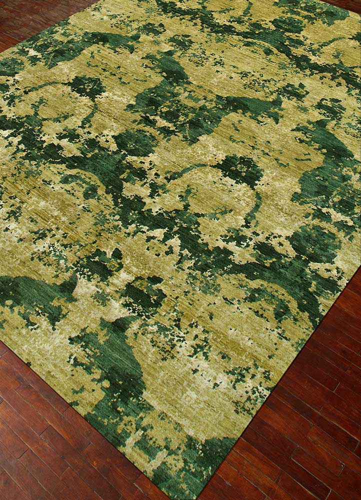 chaos theory by kavi green wool and bamboo silk hand knotted Rug - FloorShot