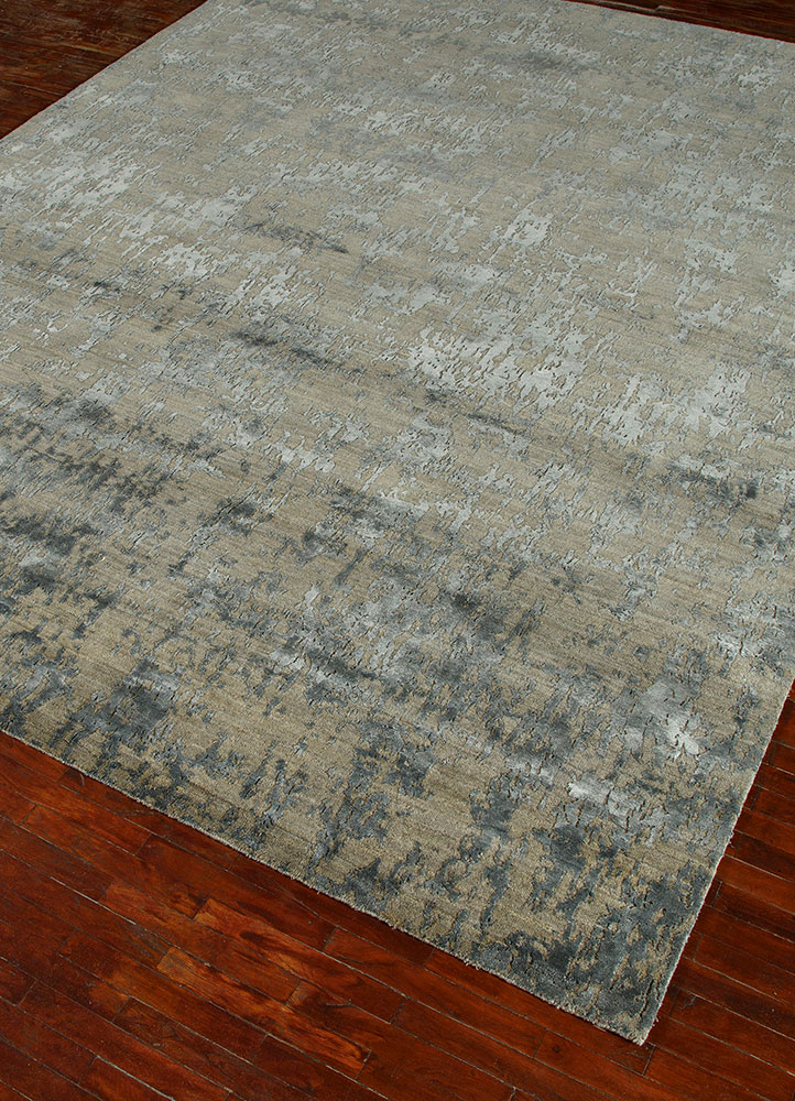 chaos theory by kavi grey and black wool and bamboo silk hand knotted Rug - FloorShot