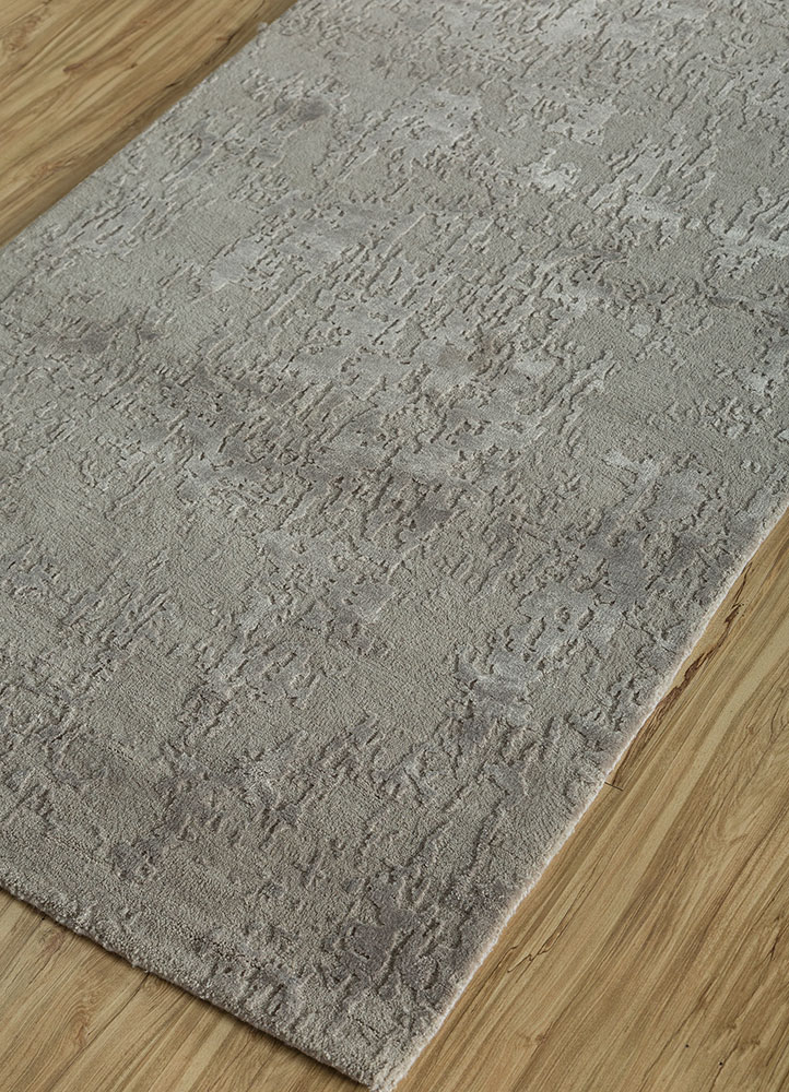 chaos theory by kavi grey and black wool and bamboo silk hand knotted Rug - FloorShot