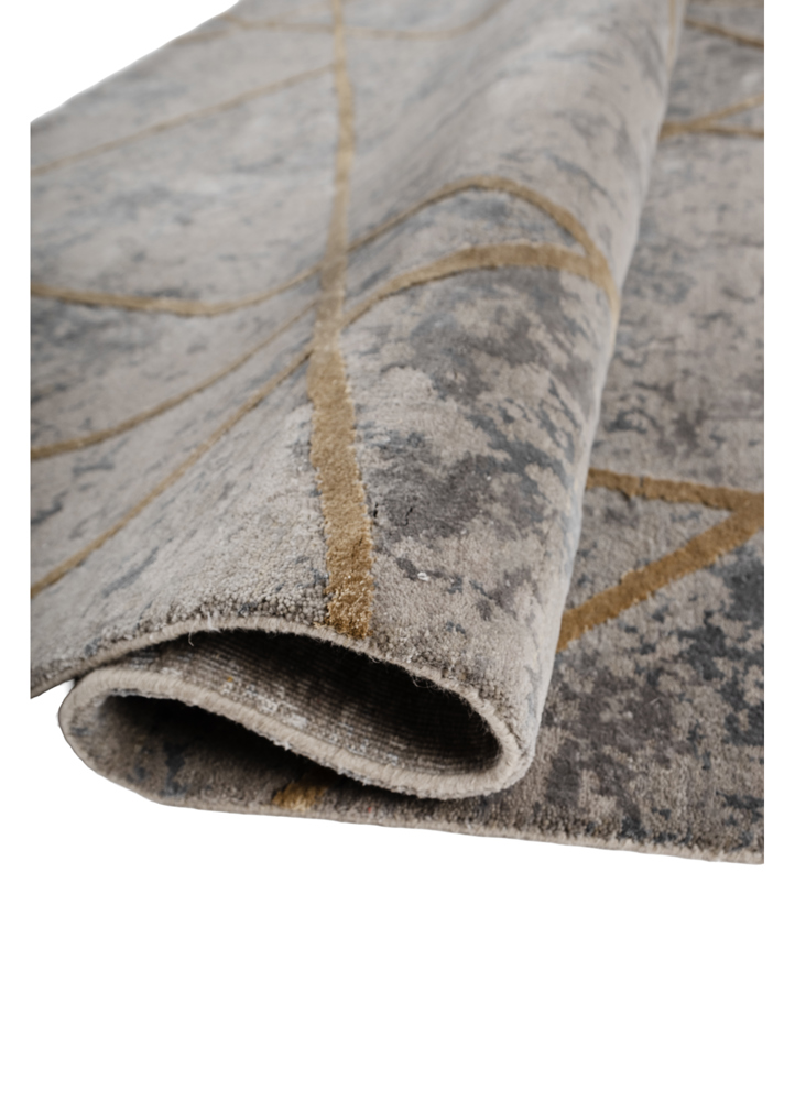 chaos theory by kavi grey and black wool and bamboo silk hand knotted Rug - FloorShot