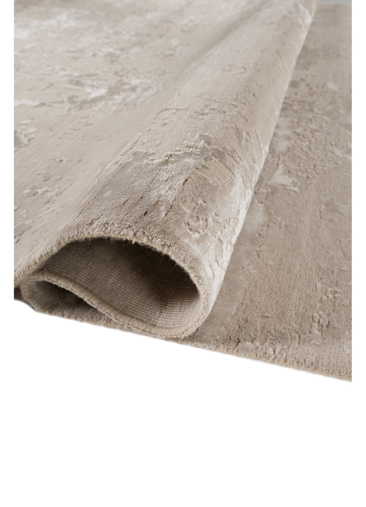 project error by kavi ivory wool and bamboo silk hand knotted Rug - FloorShot
