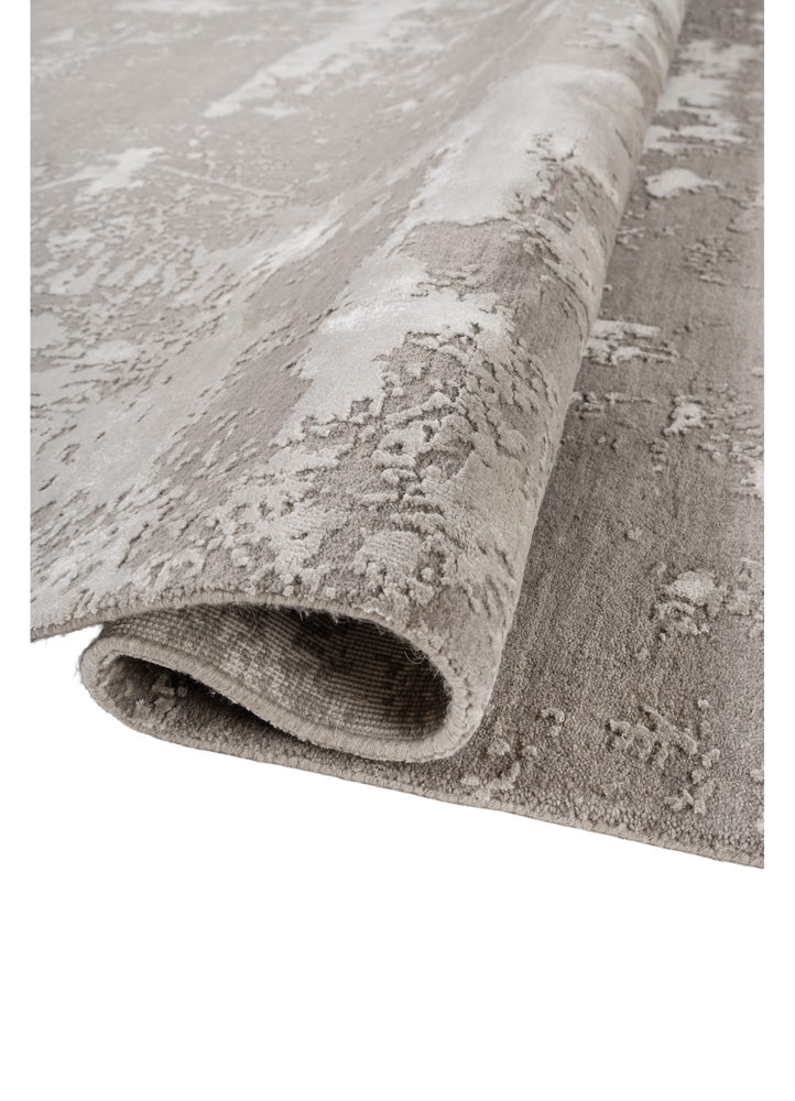 project error by kavi beige and brown wool and bamboo silk hand knotted Rug - FloorShot
