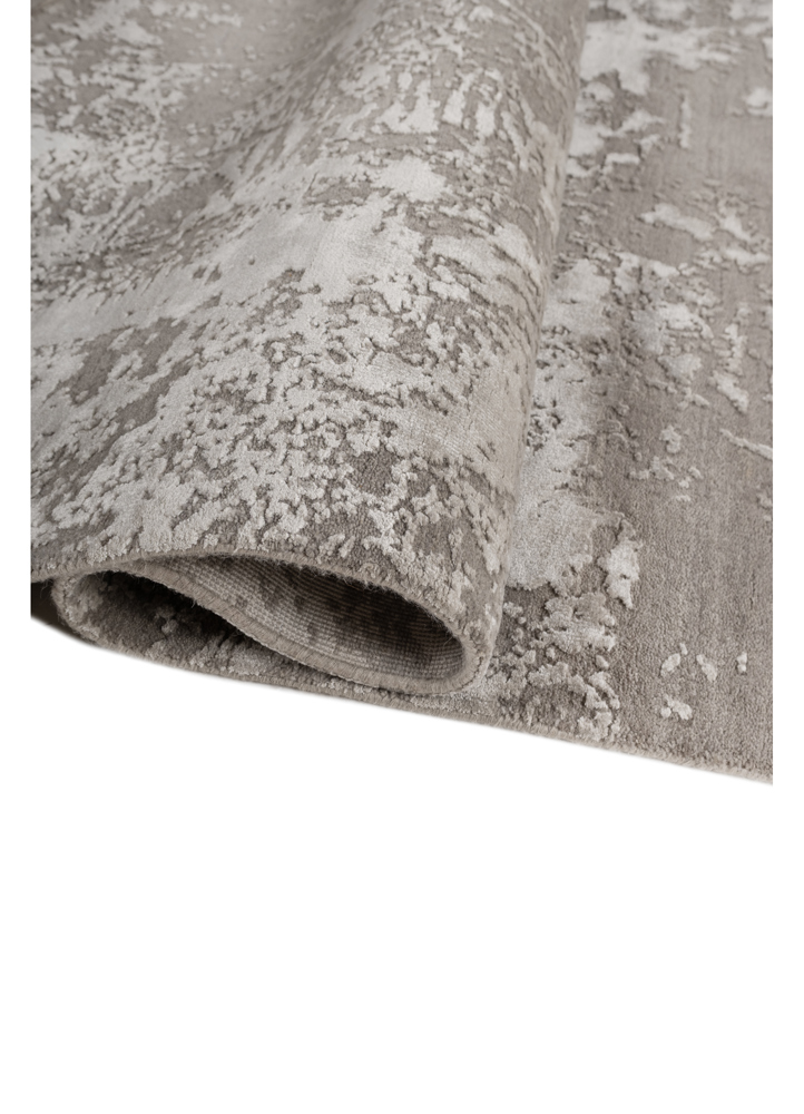 project error by kavi grey and black wool and bamboo silk hand knotted Rug - FloorShot