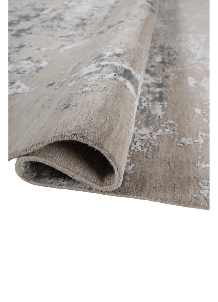 project error by kavi grey and black wool and bamboo silk hand knotted Rug - FloorShot