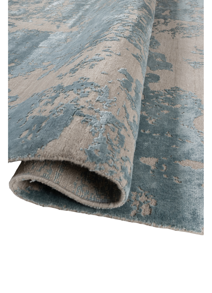 project error by kavi grey and black wool and bamboo silk hand knotted Rug - FloorShot