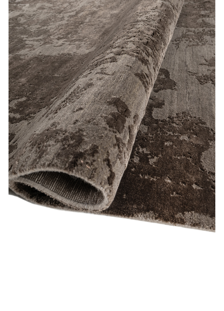 project error by kavi grey and black wool and bamboo silk hand knotted Rug - FloorShot