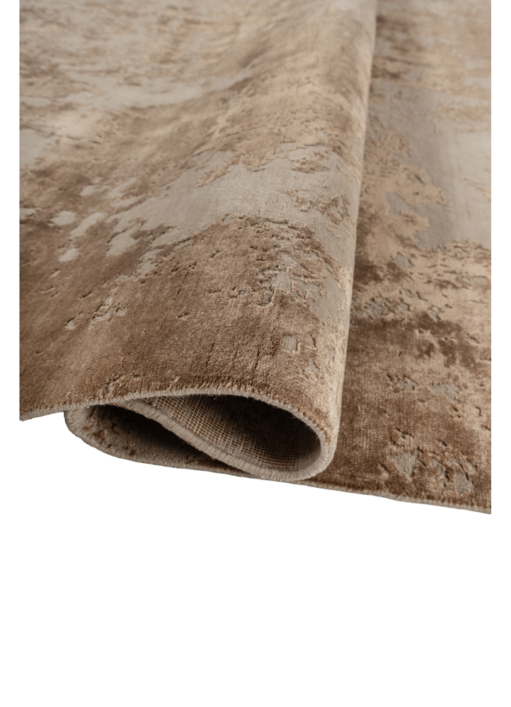 project error by kavi beige and brown wool and bamboo silk hand knotted Rug - FloorShot