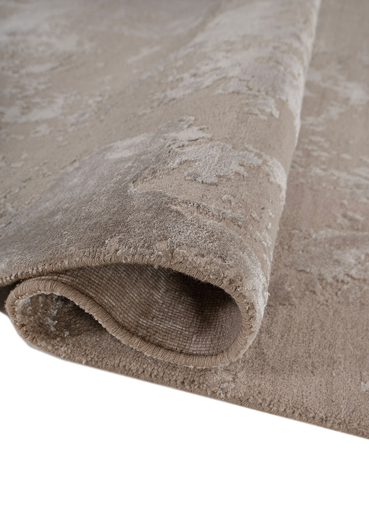 project error by kavi beige and brown wool and bamboo silk hand knotted Rug - FloorShot