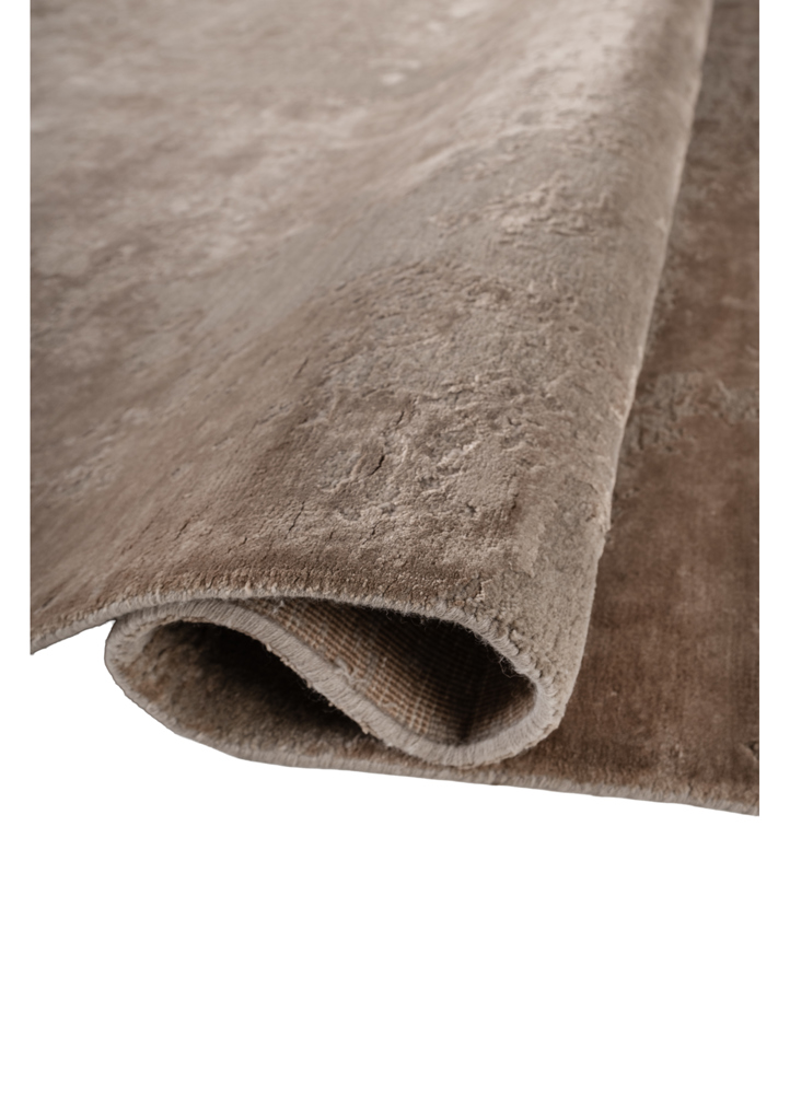 project error by kavi beige and brown wool and bamboo silk hand knotted Rug - FloorShot