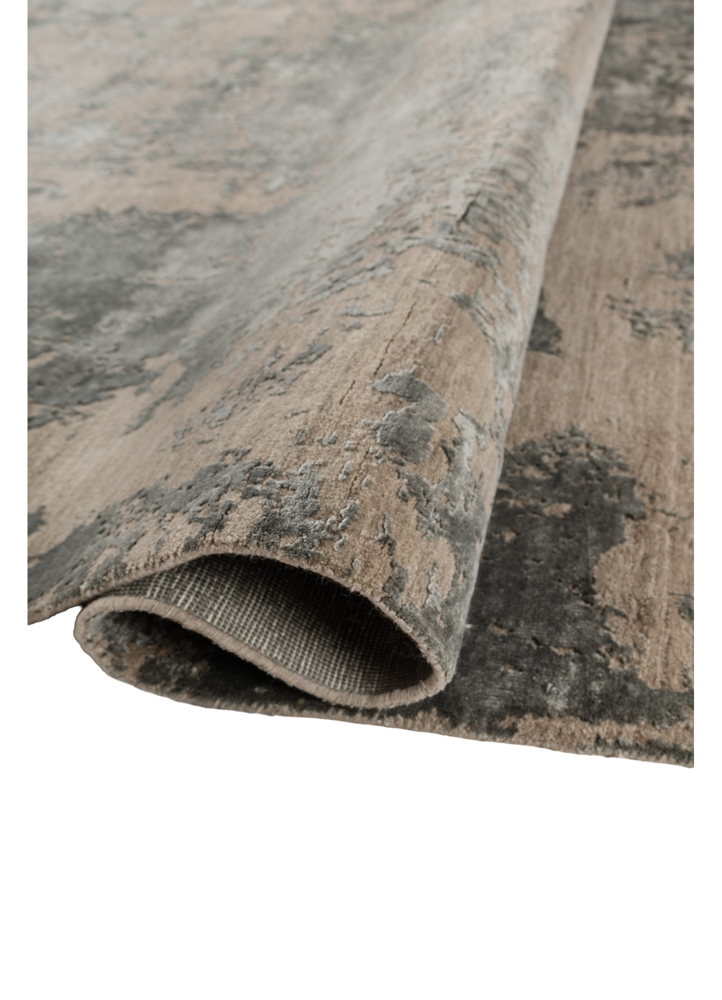 project error by kavi beige and brown wool and bamboo silk hand knotted Rug - FloorShot
