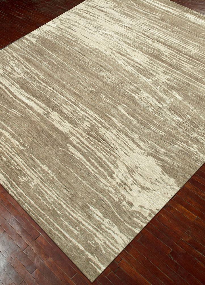 project error by kavi beige and brown wool and bamboo silk hand knotted Rug - FloorShot