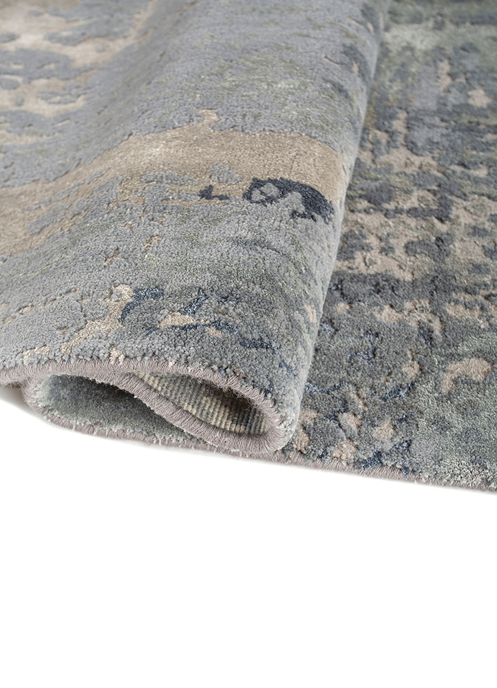chaos theory by kavi grey and black wool and bamboo silk hand knotted Rug - FloorShot