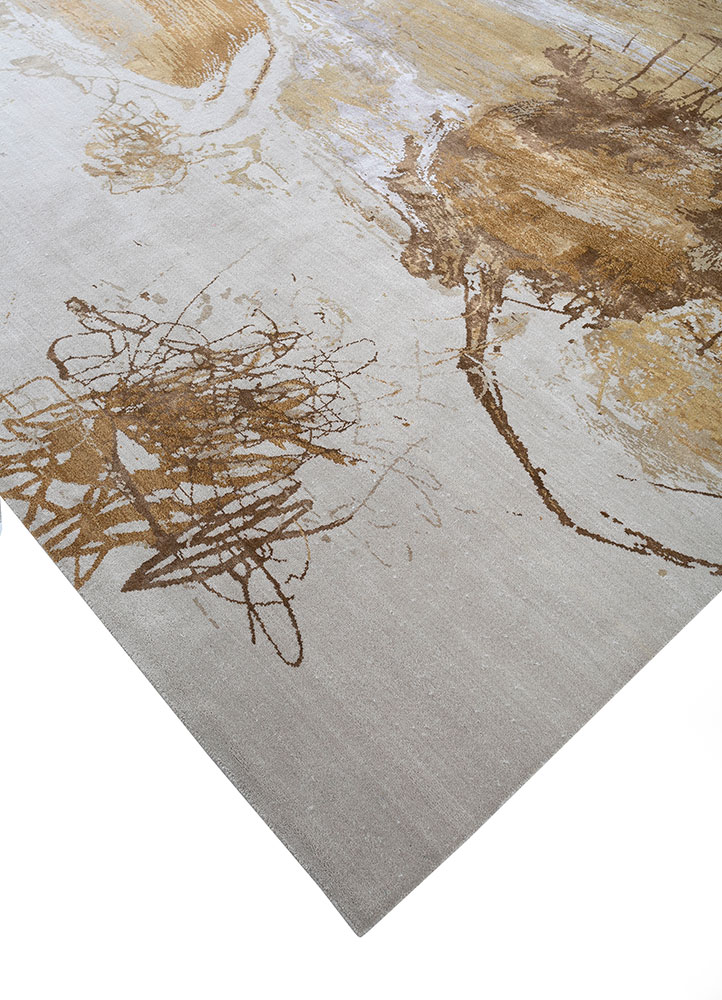 chaos theory by kavi ivory wool and bamboo silk hand knotted Rug - FloorShot