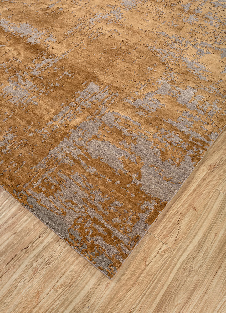 chaos theory by kavi grey and black wool and bamboo silk hand knotted Rug - FloorShot