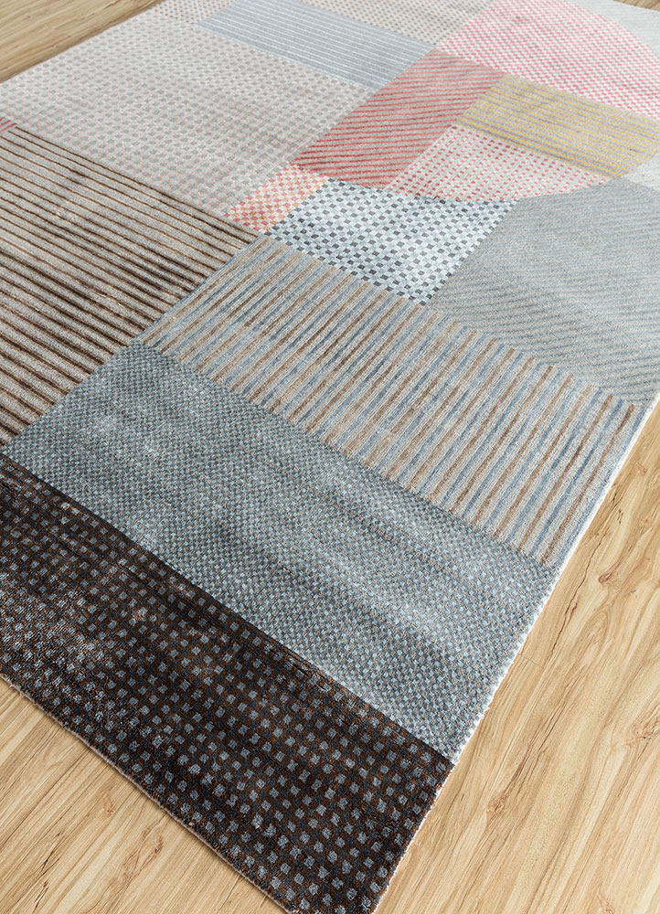 chaos theory by kavi grey and black wool and bamboo silk hand knotted Rug - FloorShot