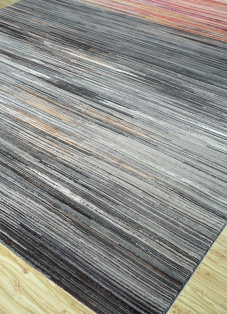 chaos theory by kavi grey and black wool and bamboo silk hand knotted Rug - FloorShot