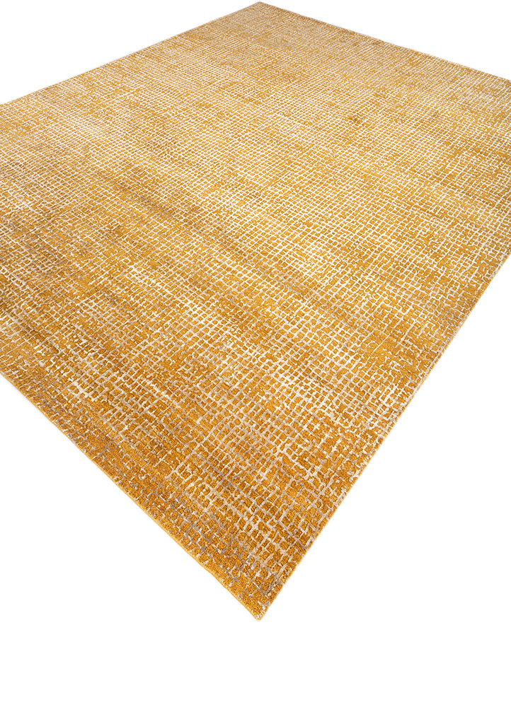 project error by kavi gold wool and bamboo silk hand knotted Rug - FloorShot