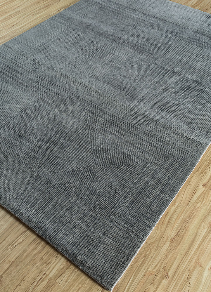 project error by kavi grey and black wool and bamboo silk hand knotted Rug - FloorShot