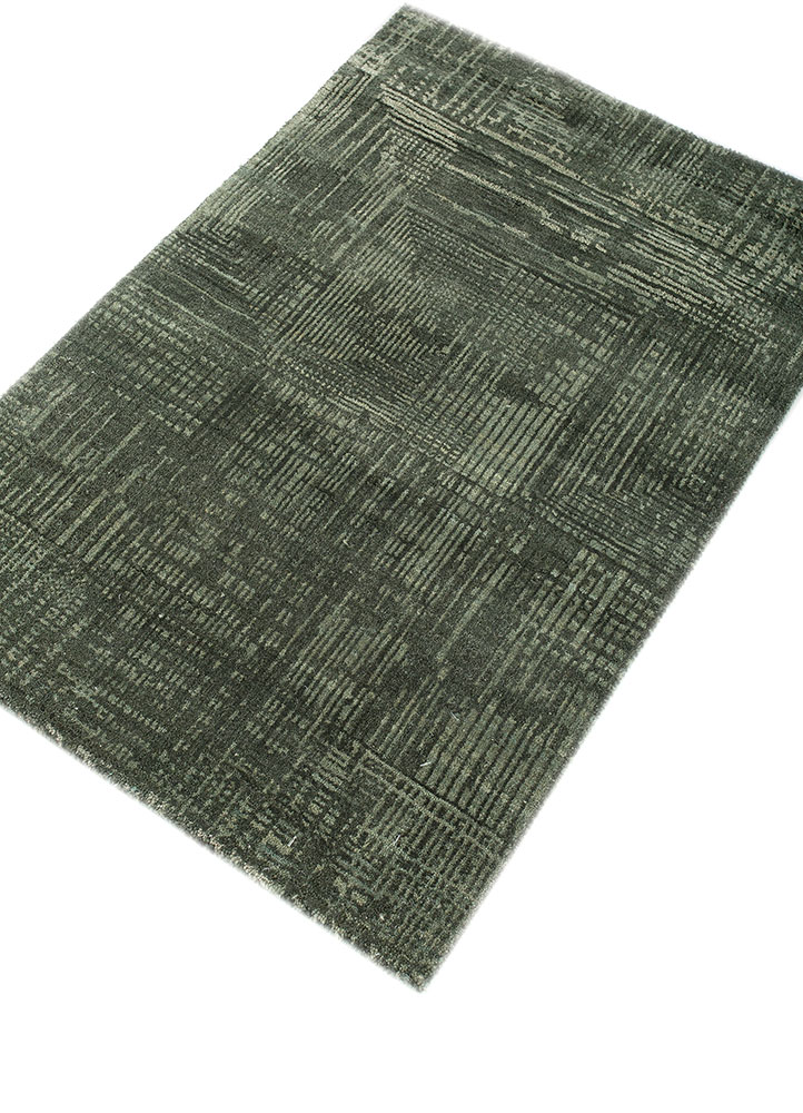 project error by kavi green wool and bamboo silk hand knotted Rug - FloorShot