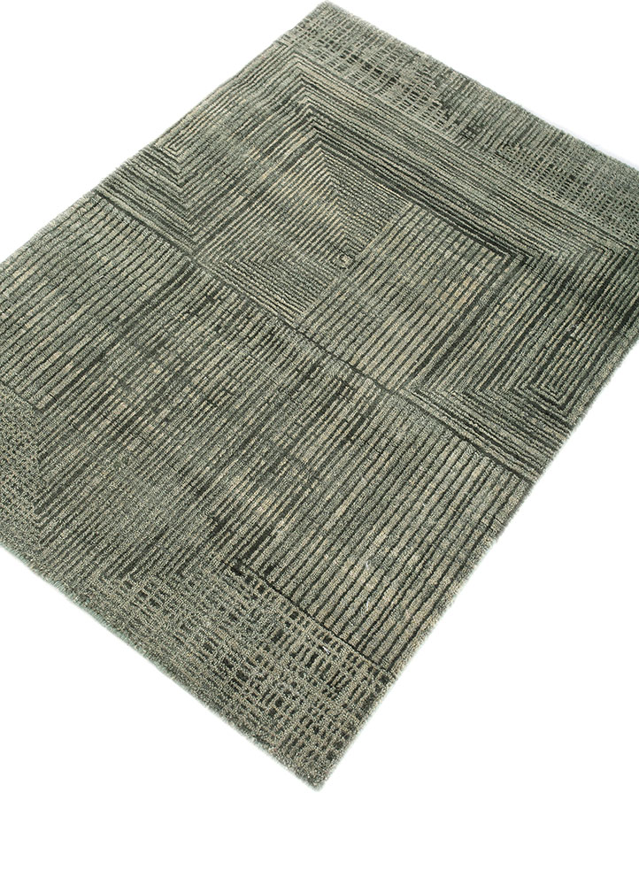 project error by kavi green wool and bamboo silk hand knotted Rug - FloorShot