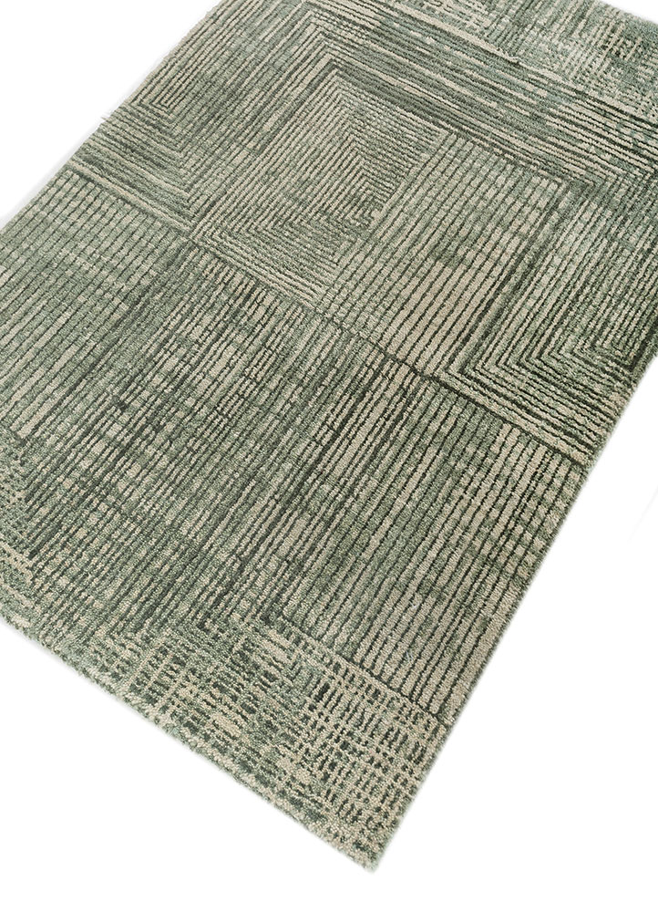 project error by kavi green wool and bamboo silk hand knotted Rug - FloorShot