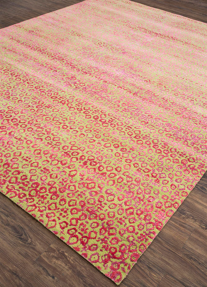 project error by kavi pink and purple wool and bamboo silk hand knotted Rug - FloorShot