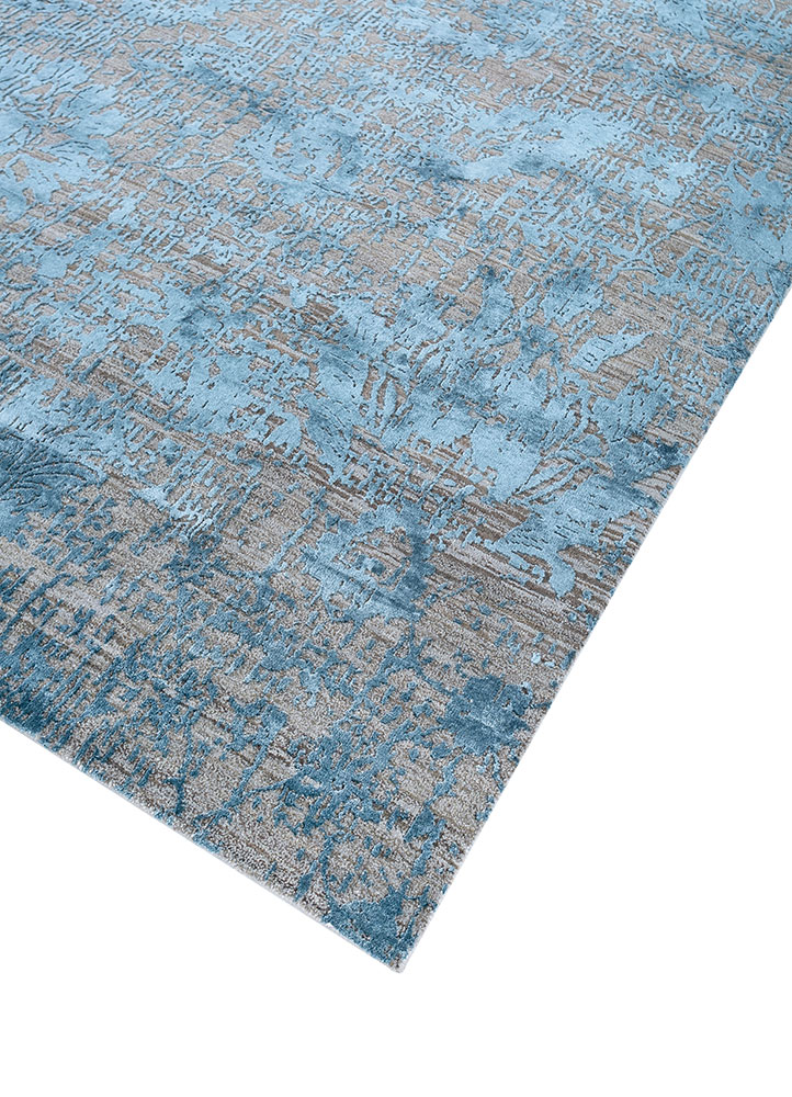 chaos theory by kavi grey and black wool and bamboo silk hand knotted Rug - FloorShot