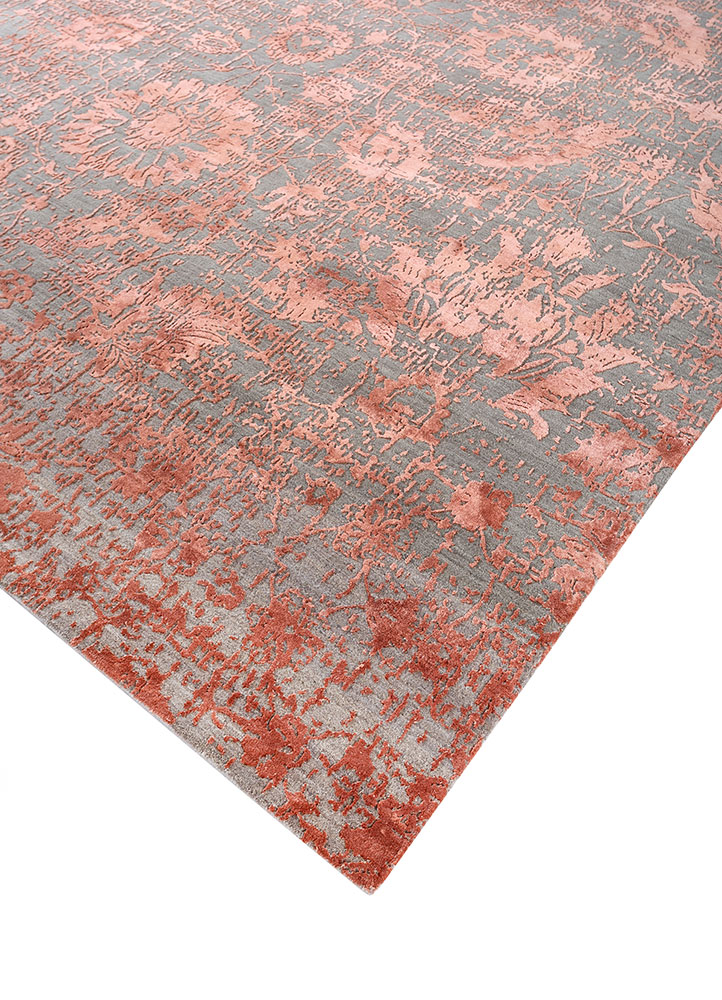chaos theory by kavi red and orange wool and bamboo silk hand knotted Rug - FloorShot