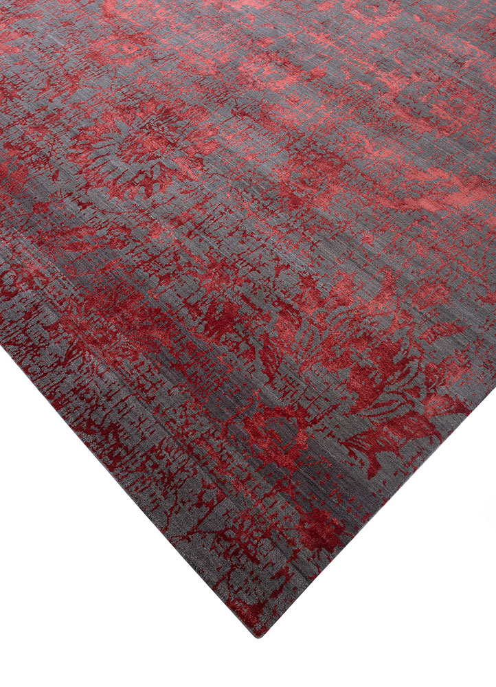 chaos theory by kavi grey and black wool and bamboo silk hand knotted Rug - FloorShot