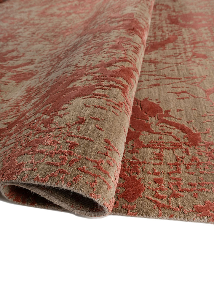 chaos theory by kavi beige and brown wool and bamboo silk hand knotted Rug - FloorShot