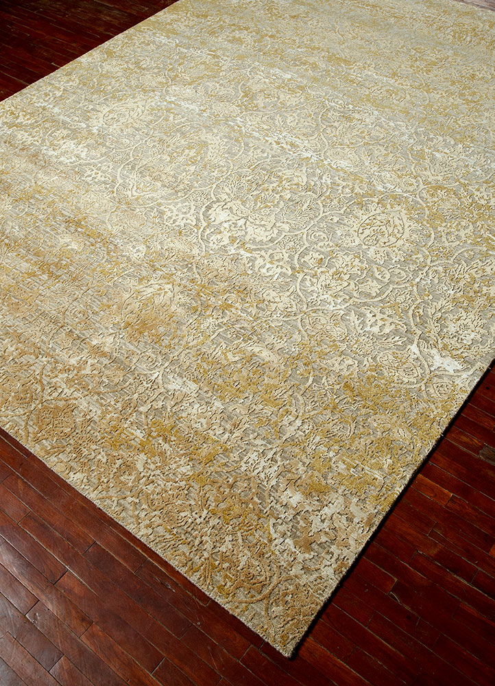 chaos theory by kavi gold wool and bamboo silk hand knotted Rug - FloorShot
