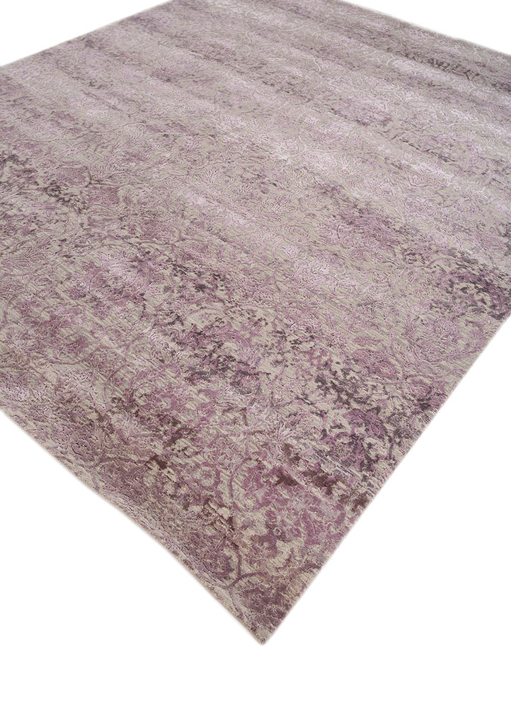 chaos theory by kavi ivory wool and bamboo silk hand knotted Rug - FloorShot
