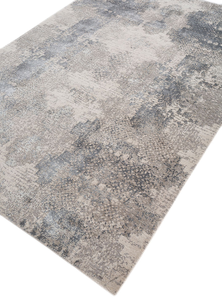 project error by kavi grey and black wool and bamboo silk hand knotted Rug - FloorShot