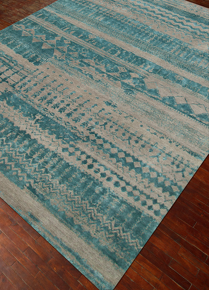 project error by kavi grey and black wool and bamboo silk hand knotted Rug - FloorShot