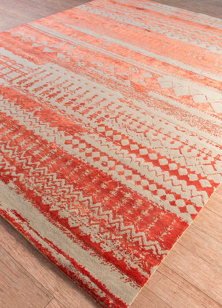 project error by kavi beige and brown wool and bamboo silk hand knotted Rug - FloorShot